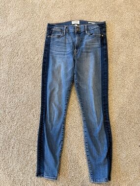 FRAME Le High Skinny Tuxedo Stripe Two-Tone Jeans SZ 30